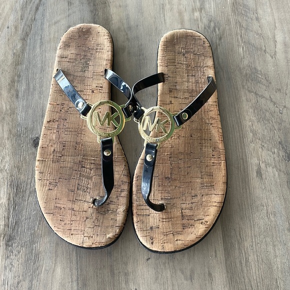 Michael Kors Shoes - Michael Kors black thong sandals women size 10